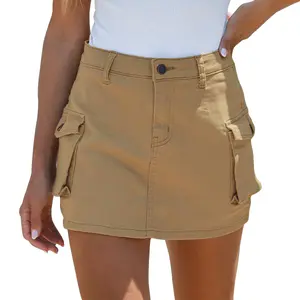 Luvamia Cargo Shorts for Women High Waisted Mini Skort with Pockets Y2K Style Casual Summer Skorts Comfortable Cotton Blend Fabric Womenswear Bottom Fitted Basic jean shorts jorts