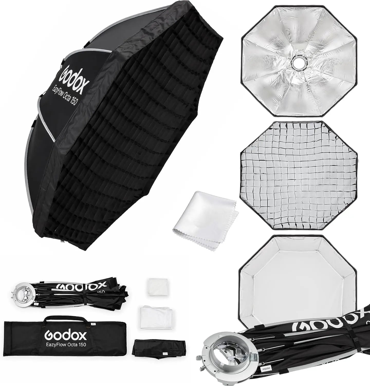 Godox EazyFlow Octa 90 Octagon Shape Softbox (35.4in), Quick-Folding Portable Light Modifier with Honeycomb Grid, Bowens Mount for Studio Flash & LED Video Light, for Photographers’ Portrait Shoot