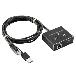 1000Mbps 1X2 Gigabit Ethernet Splitter RJ45+Type-C Dual Output, 2 Devices Simultaneous Internet Access for Home Office PC Laptop TV Router, Local Stock Fast Shipping