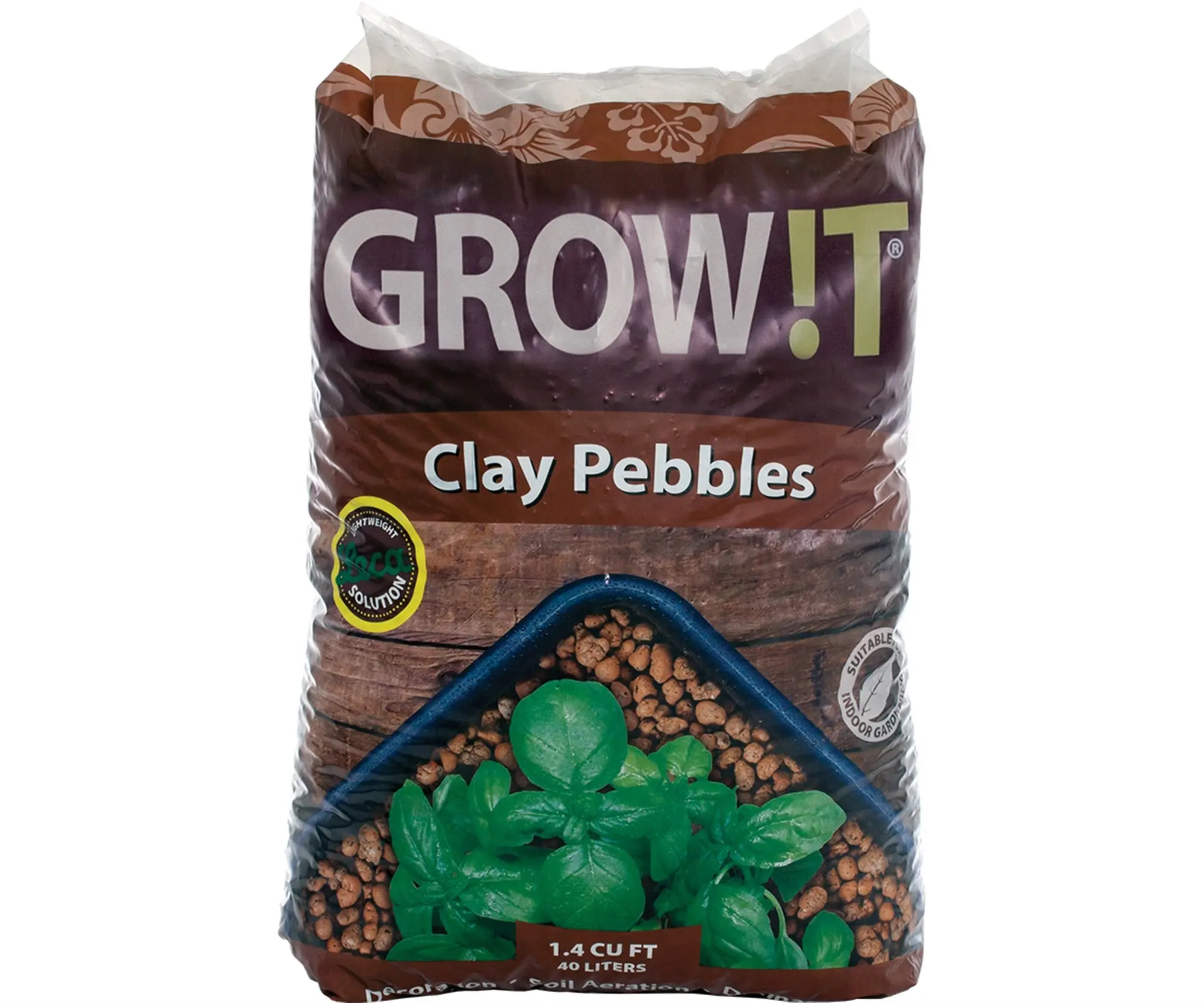 Hydrofarm GROW!T Pre-Washed, pH Stable Clay Pebbles, 4mm-16mm, 40L