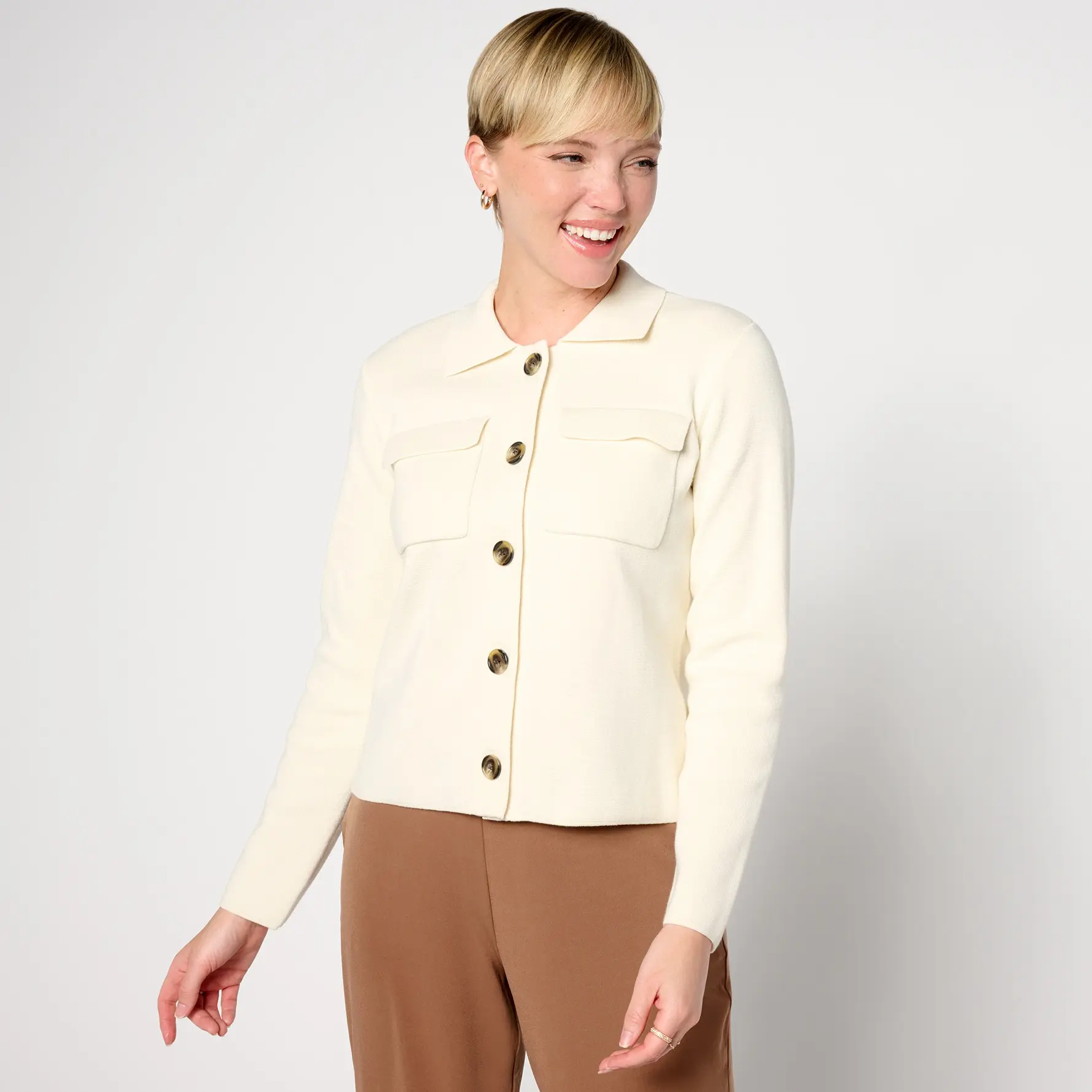 BEAUTIFUL by Lawrence Zarian Collared Sweater Jacket