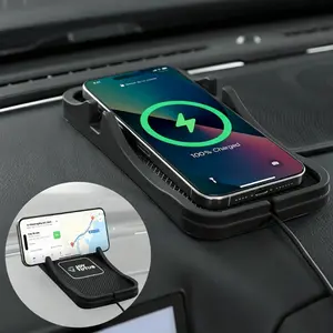 Joytutus 15W Wireless Car Smartphone Charger Pad - Auto Fast Charging Mat with Anti-Slip Rubber Base & Hands-Free Stand, Car Accessories, Vehicle Accessories for SUVs, Trucks