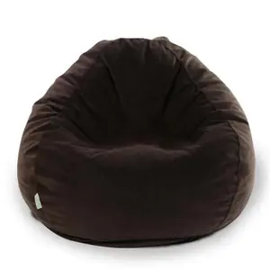 212 MAIN Dark Brown Micro-Velvet Small Classic Single-Seat Bean Bag Sofa, Indoor Living Room Furniture with Removable Cover