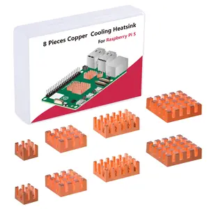 52Pi 8PCS Copper Heatsinks for Raspberry Pi 5, Heatsinks CPU Cooler with Thermal Conductive Adhensive Tape for Raspberry Pi 5