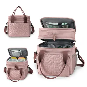 Lunch Bag Women Expandable Large Lunch Bag, Leakproof Double Deck Lunch Box Cooler Bag with Removable Shoulder Strap