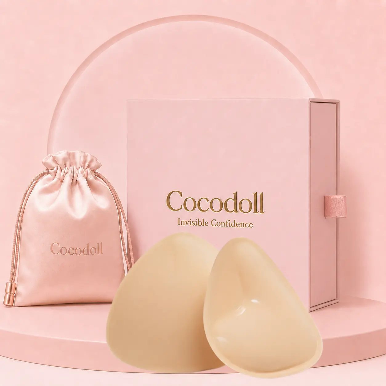 Cocodoll Women’s Teardrop Shape Push-Up Pads - Silicone Cotton Bra Accessories with Double Adhesion, Invisible Lift Inserts for Swimsuits, Backless Outfits