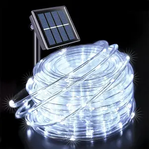 Solar Waterproof Outdoor Rope Light, 1 Count Multipurpose 7m 50LED Solar Rope Light, LED Fairy String Tube Lights For Party Garden Yard Home Wedding Christmas Thanksgiving Halloween Holiday Tree Decoration, Adjustable Led Lights