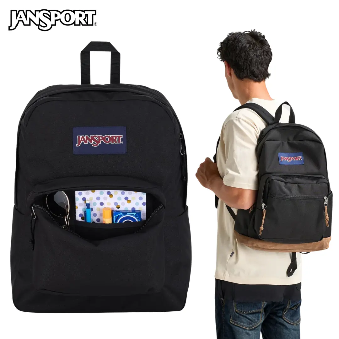 JanSport SuperBreak One 25L Black Backpack – Lightweight Durable Bookbag with Front Organizer Pocket for School, College, Office, Travel & Everyday Use
