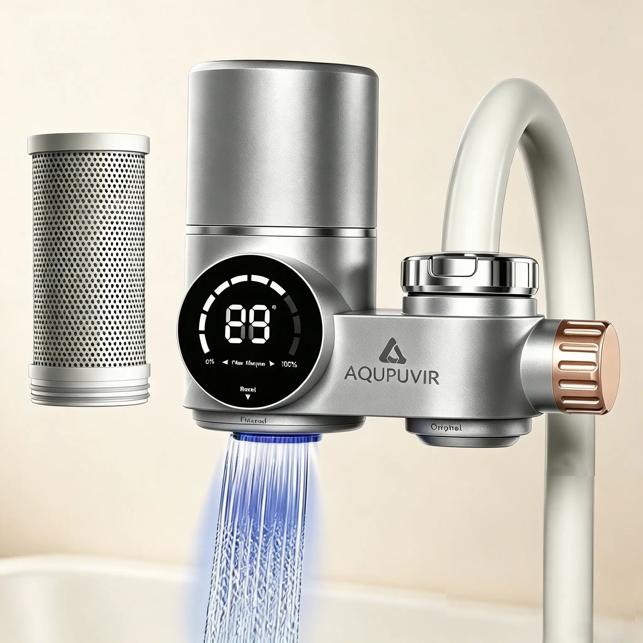 【DealsForYouDays】Faucet Mounted Water Filter,LED Sink Filter with 1 Cartridge, Tap Water Filterfor Standard Faucets, Modern Household KitchenAppliances. Home.LED Display Sink Water Filter