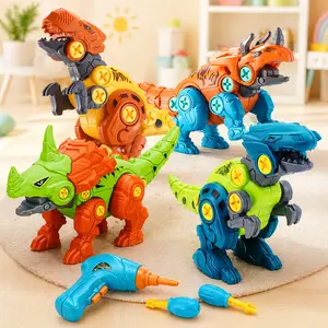 Take Apart Dinosaur Toys for Kids, DIY Dinosaur Building Toy Set with Drill, Screwdriver, Screws & Movable Dinosaur Figures, STEM Construction Toy for Boys Girls