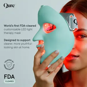 Qure LED Light Therapy Mask for Face - FDA Cleared for Wrinkles & Acne Treatment with 3 Modes, 5 Facial Areas &  5 Lights: Red, Deep-Red, Blue, Amber & Infrared, 3-Min Daily, Eye-Protection, Smart App