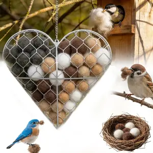 Handmade Alpaca Fiber Bird Nesting Heart - Refillable Natural Nesting Material for Wild Birds, Hummingbirds, Chickadees - Cozy Garden Decor Gift for Bird Lovers