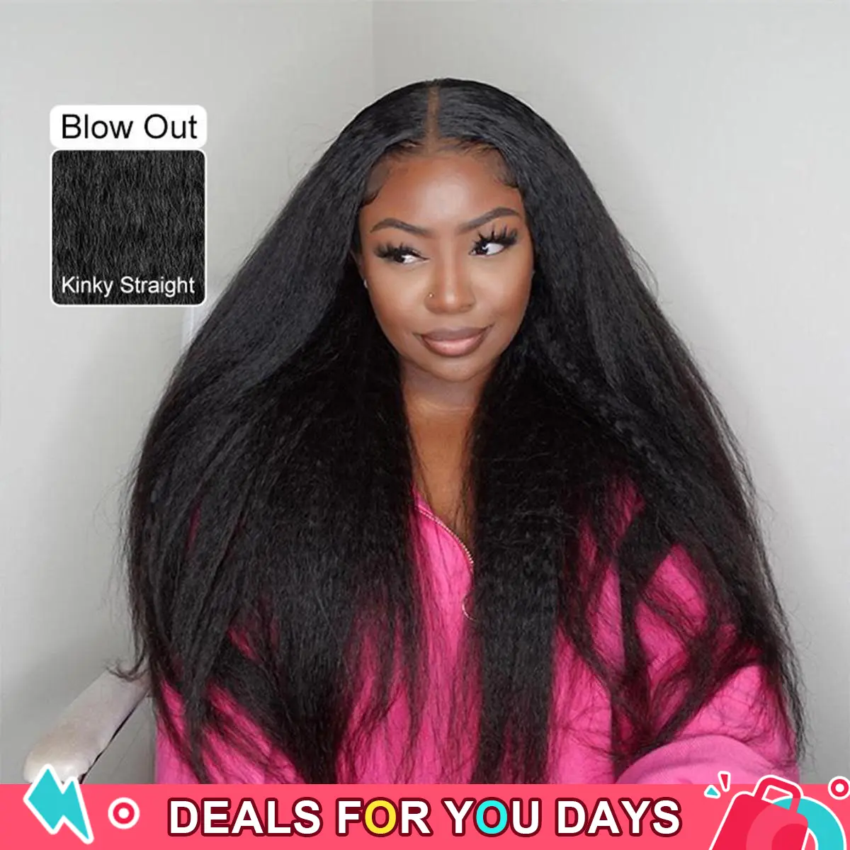 BGMgirl Kinky Straight 360 Lace Wear Go Wig 7*5 HD Lace 9*6 Yaki Straight 180% Density Glueless Pre Plucked Pre Cut 100% Human Hair Closure Wig #DealsForYouDays