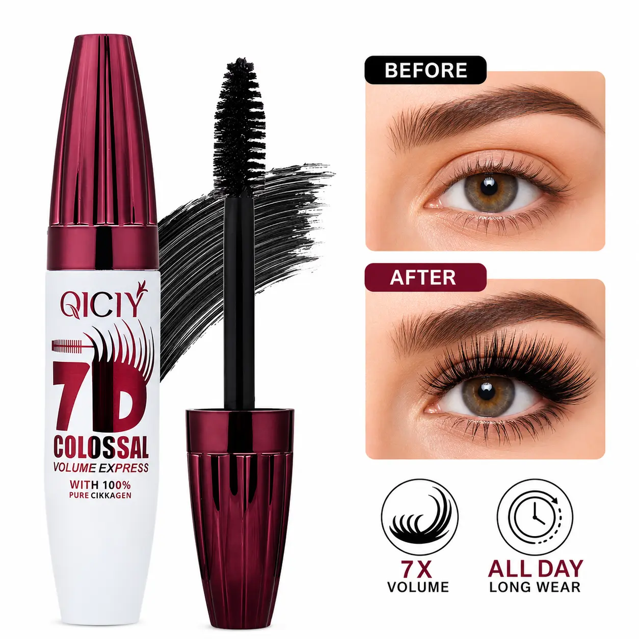 Volumizing Lengthening Waterproof Mascara - Cosmetic with Curling Effect, No Clump, Long-Lasting, Sensitive Eyes Safe, Party Gift Item for Daily Use