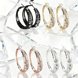 Four Pairs of Dainty Rhinestone Hoop Earrings for Women Hypoallergenic Light Jewelry Women's Accessories