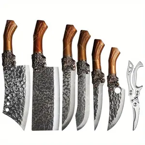 Wood Hand-Forged Boning Knife Professional Chef Knives Stainless Steel Blade Meat Cleaver Butcher Fruit Peeler Kitchen Cooking Tools