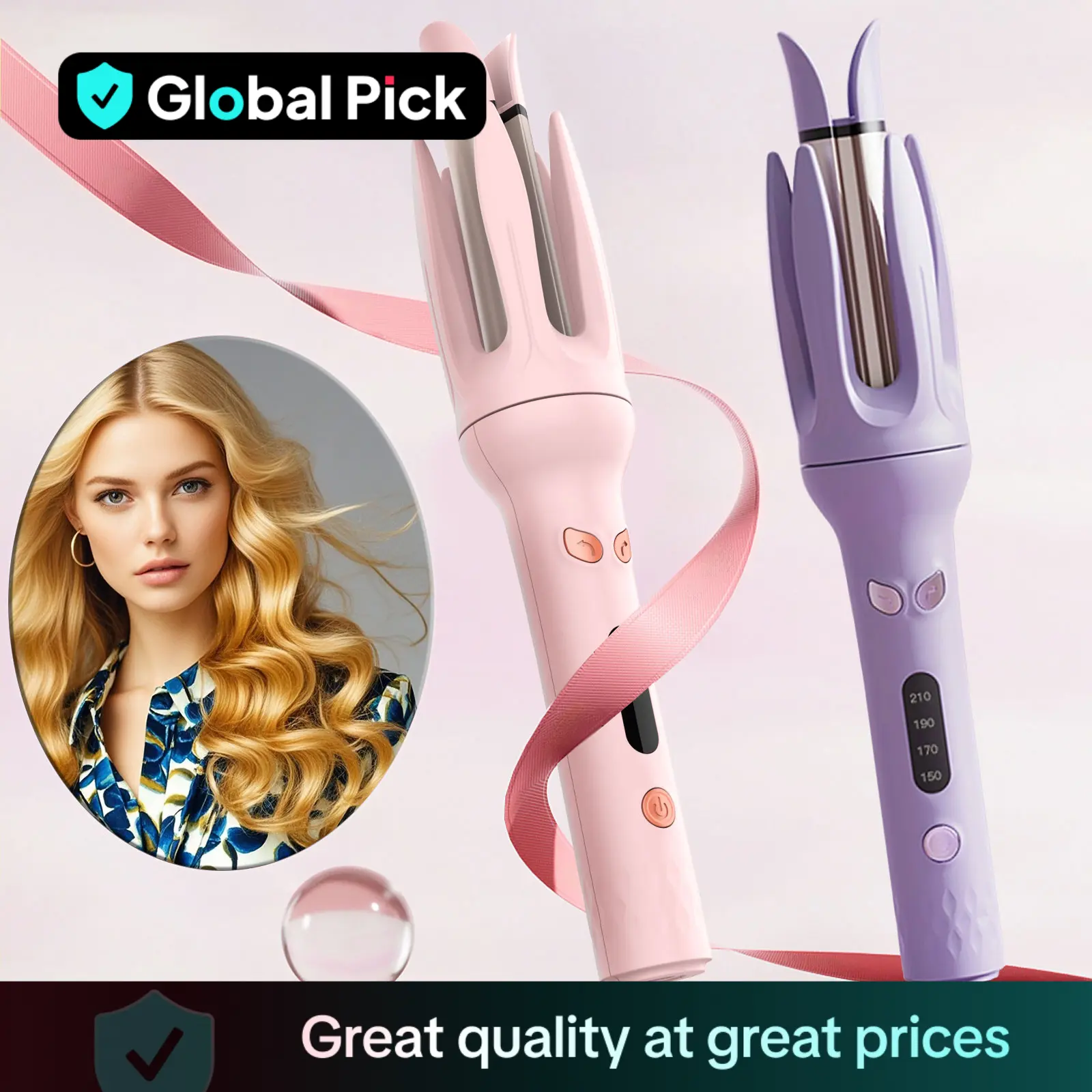 Electric Hair Curler, 4-speed Temperature Control Adjustable Hair Curler, LED Screen Hair Curling Wand, Diffuser Hair Styling Tool for Home & Salon Us