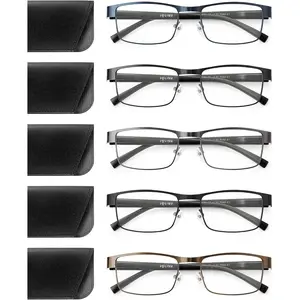5PCS Reading Glasses Men - Blue Light Blocking Computer Metal Thin Frame Readers For Mens/Women