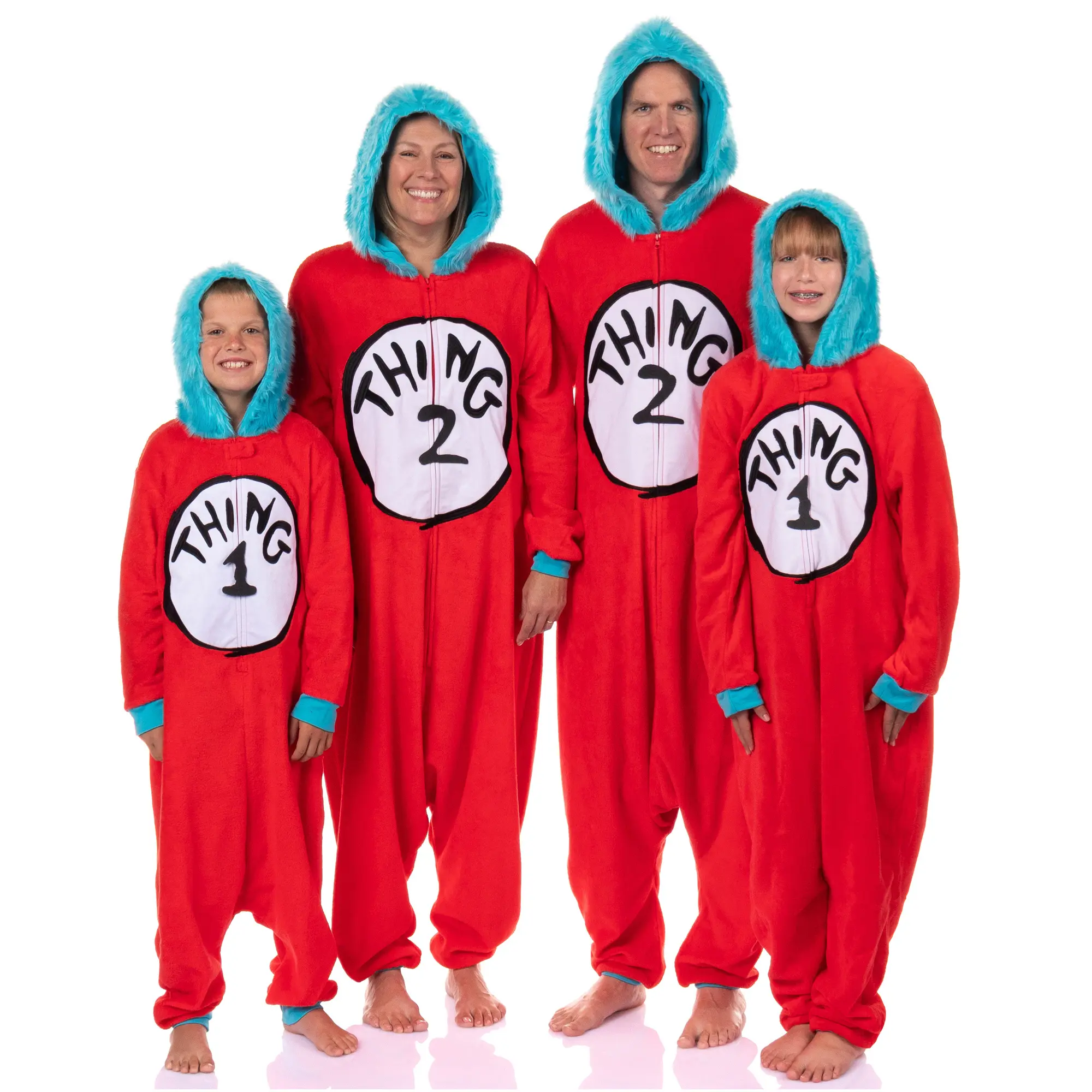 Dr. Seuss Thing 1 & Thing 2 Character Kigurumi Costume Union Suit Pajama Loungewear, Polyester, Plush, Nightwear