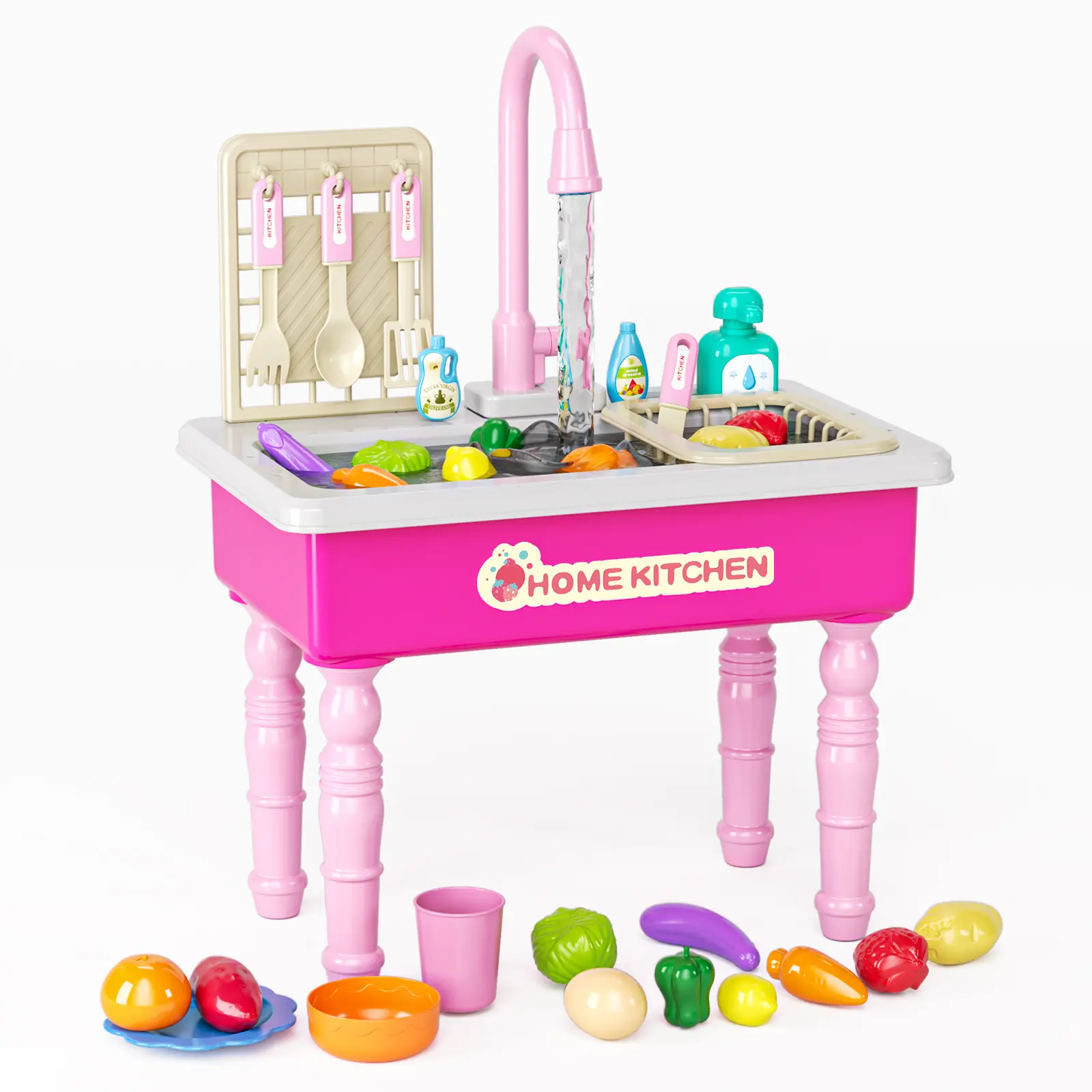 Kids' Interactive Play Kitchen Sink Set with Magic Color-Changing Plates, which Transform in Warm Water to Spark Fun and Curiosity During Pretend Play, Play Kitchen Set