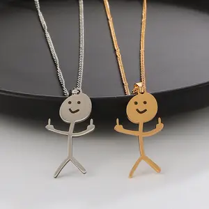 Unisex Trendy Cute Stick Figure Keychain Stainless Steel Metal Key Ring, Y2K Retro Cartoon Charm Accessory for Daily & Gift
