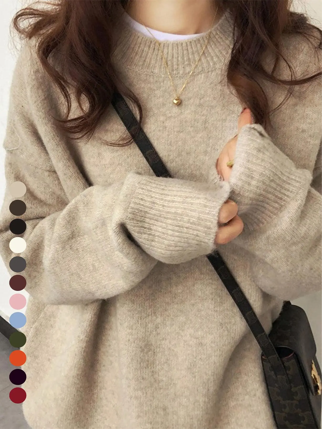 Women's Solid Drop Shoulder Long Sleeve Knitting Sweater Casual Fit Medium Fashion Round Neck Pullover, for Fall & Winter, Women's Knitwear for Daily Wear, Gifts For Women