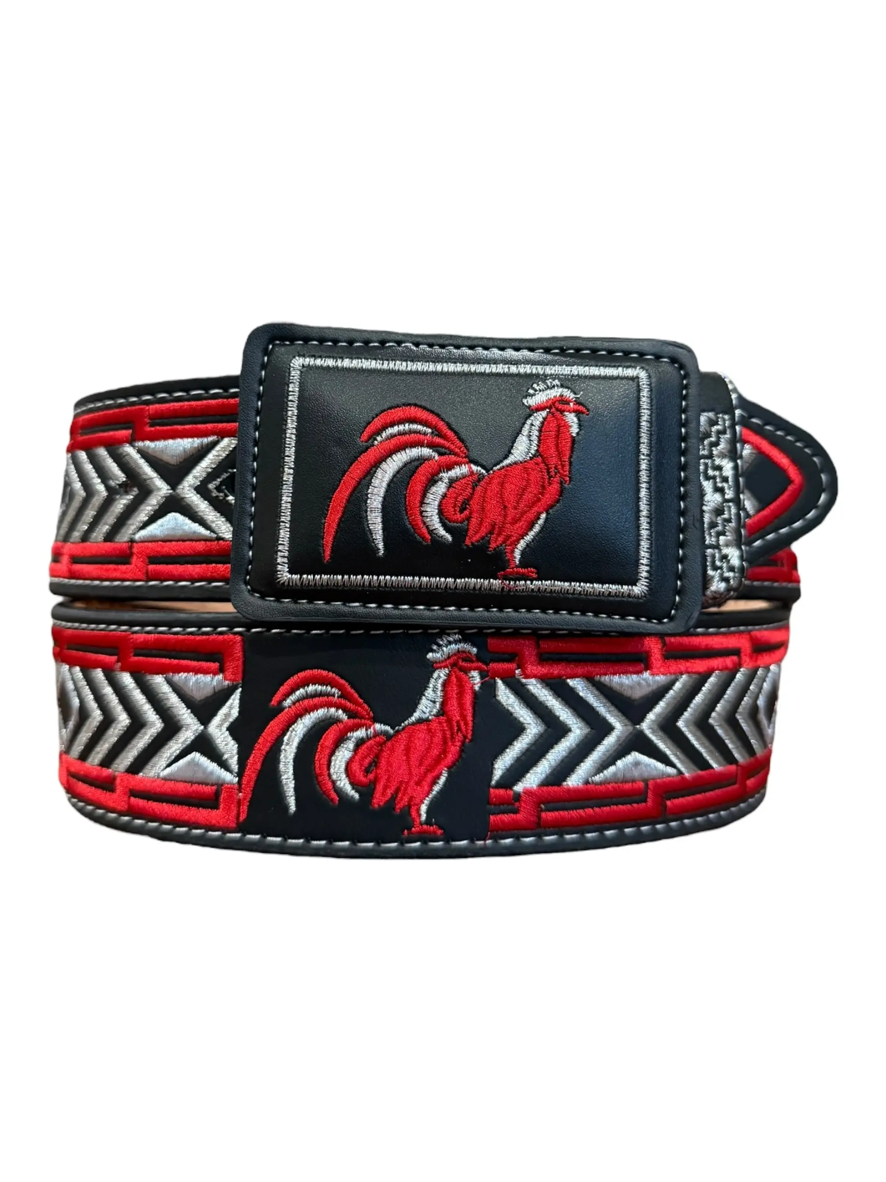 Cinto Vaquero Bordado Gallo de Piel Ancho Western Style Embroidered Rooster Leather Belt cinto ancho