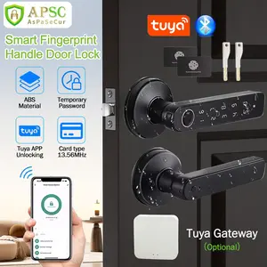 Smart Lock 5 in 1 Electronic Lock with TUYA APP Support, Bluetooth-compatible Compatibility, Dual Security Fingerprint and Password, Easy to Install Home Security Lock, Biometric Smart Lock