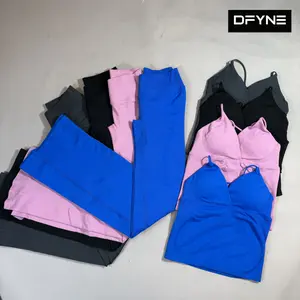 2026 DFYNE Women’s Workout Set Sports Bra & V-Waist Flare Leggings Yoga Gym Activewear Set