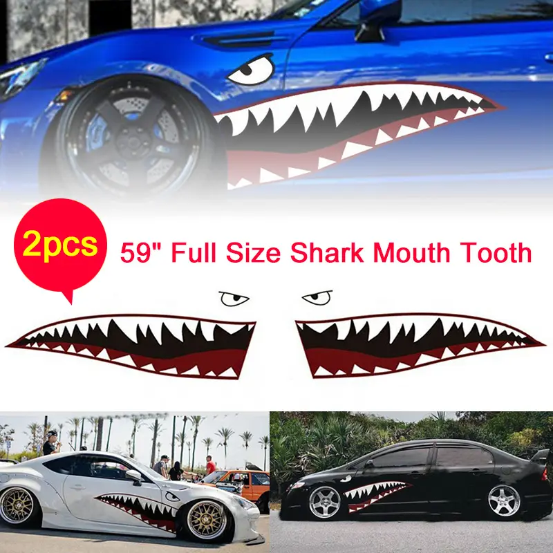 2 * DIY Shark Mouth Tooth Teeth Graphics PVC Car Sticker Decal for Car ...