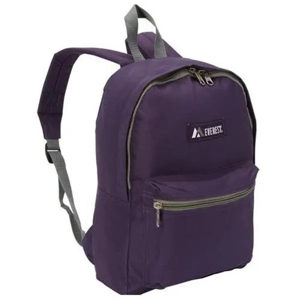 212 MAIN Everest 1045-EGP Midsize Spacious Streamlined Basic Eggplant Color Zip Backpack with Durable Zippers, Functional Backpack Bags