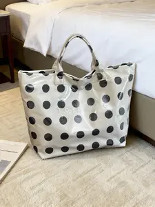 Lightweight Versatile Large Capacity Letter Decor Polka Dot Design Practical Handbag, Casual Everyday Bag, Commuter Tote Bag for Work and Daily Use, Stylish and Functional