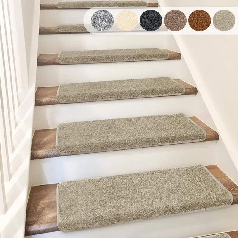 Stair runner 2/7/14Pack Bullnose Carpet Stair Tread Rug, 9.5" x 30"Washable Reusable StaircaseRunner Rug, Non-Slip Safety for Children, Elders & Pets Stairway Grip Treads Decorative Mats Non Slip Rugs