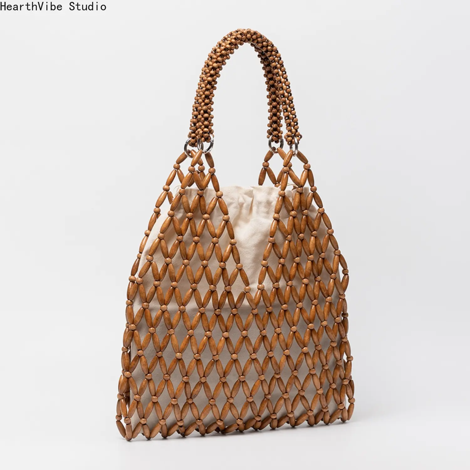 Women's Top-Handle Boho Handbag - Handwoven Beads Western-Style Hollow-Out Beach Purse, Bohemian Casual Purse for Summer Outdoor Use