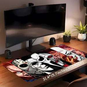Horror Halloween Large Gaming Mouse Pad, Scary Movie Washable Rubber, Non-Slip Base, Aesthetic Home Office Decor, Christian Gifts for Women, Extended Mousepad, Desk Mouse Pad