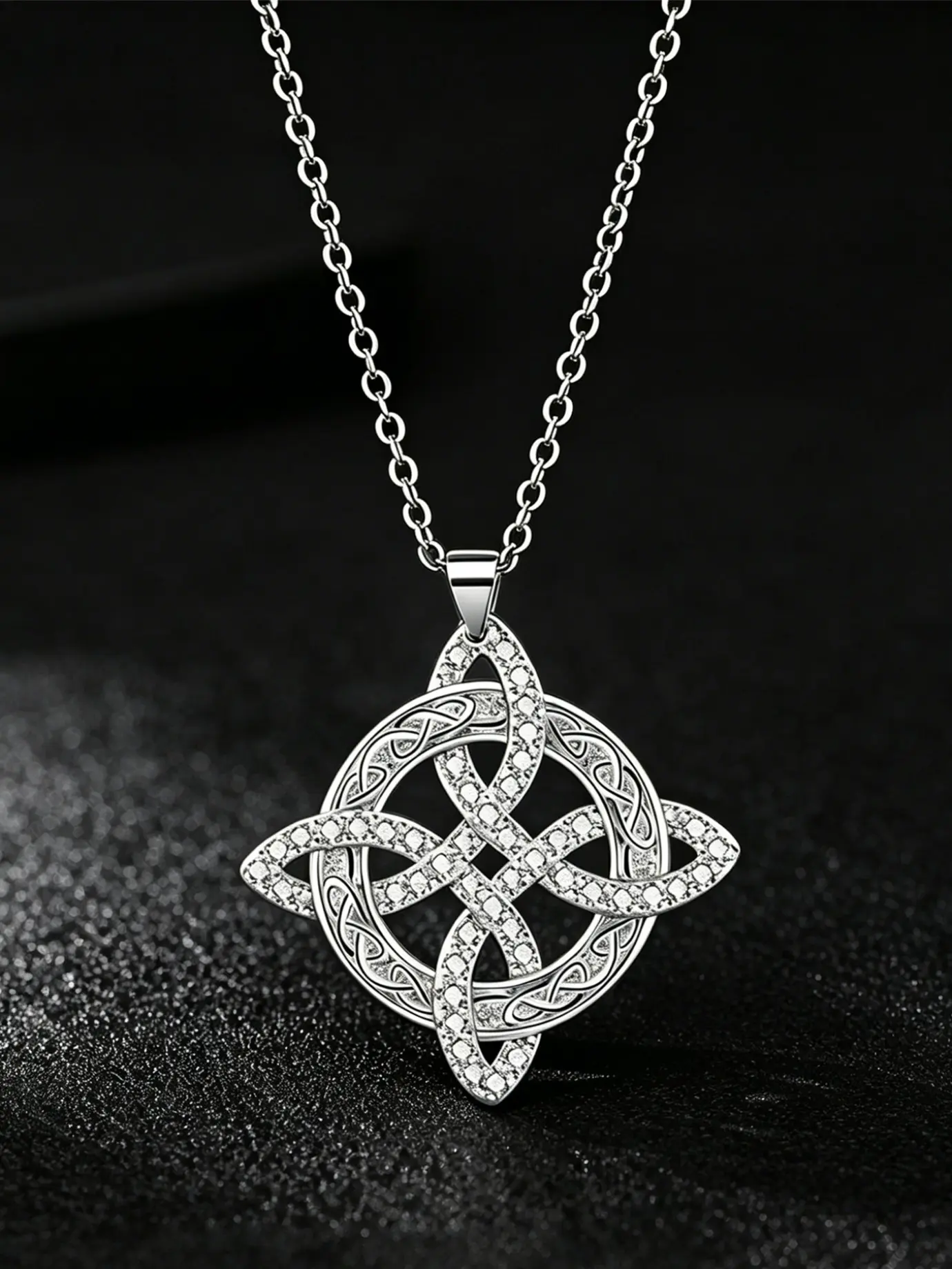 Classic Witch Knot Necklace, Luxurious Gold/silver Color Crystal Pendant, Unisex, Zircon Trinity Knot, Luck Symbol, Wicca Protection Jewelry, Decorative Necklace