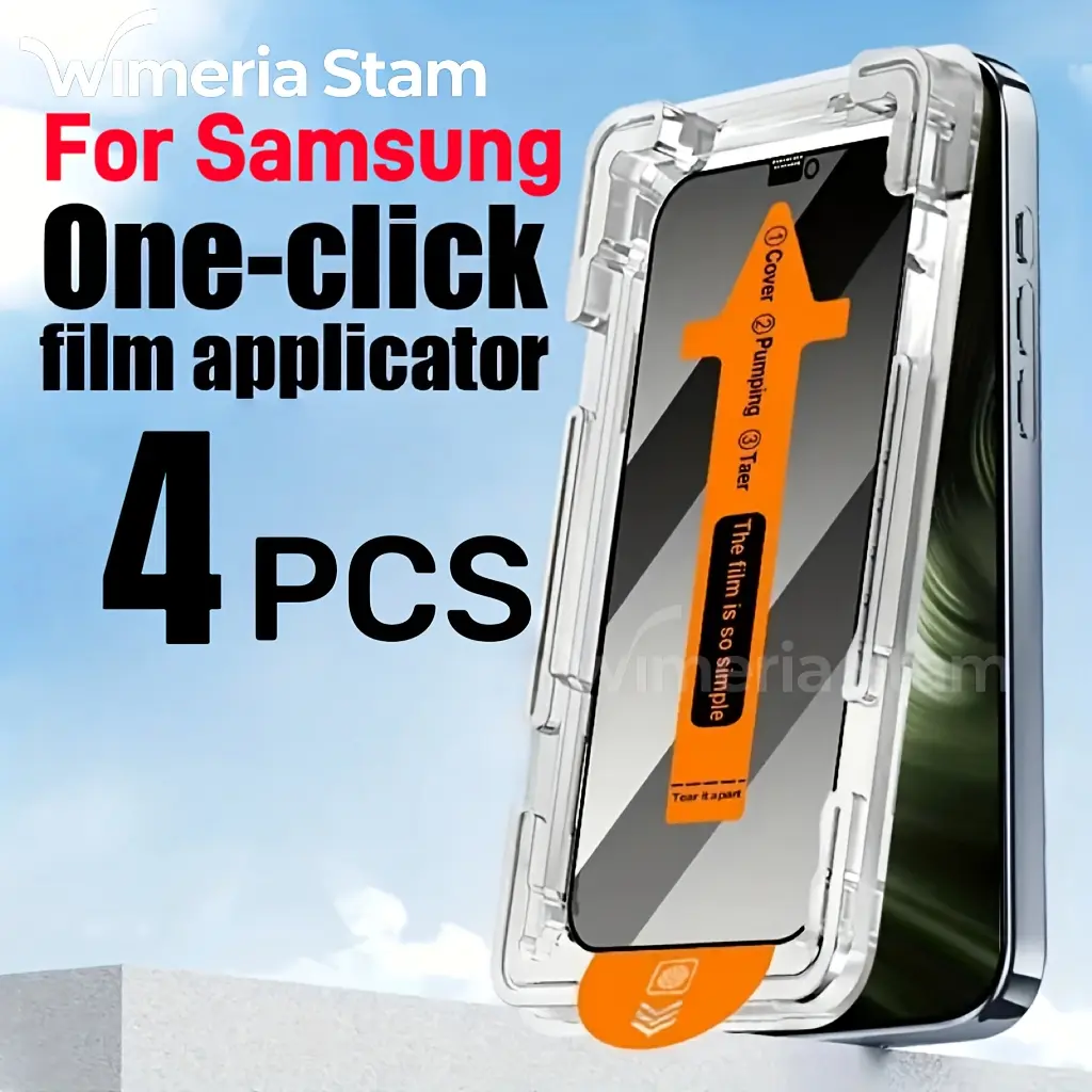 4pcs 4K Ultra Privacy Tempered Glass Screen Protector, Cellphone Accessory, Smartphone, for Galaxy S21 5G/S21+G/S22 5G/S22+ 5G/S23/S23+/S24/S24 Plus/S24 Ultra, Glossy Finish, 9H Hardness, Scratch-Resistant, Anti-Fingerprint, with Dust-Proof Set