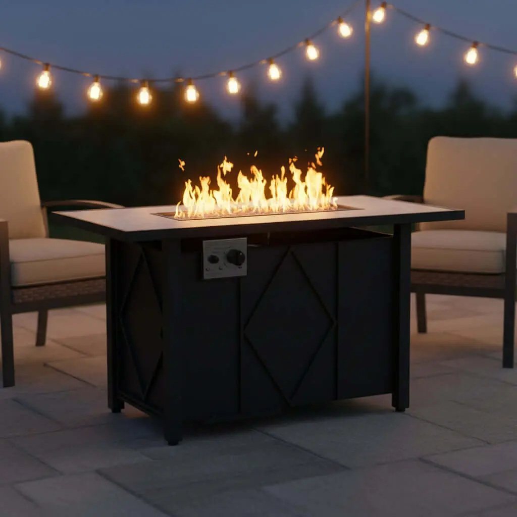 Outdoor Multi-Use Propane Fire Pit Table - 43-Inch, 50000 BTU, CSA Certified, Steel Frame
