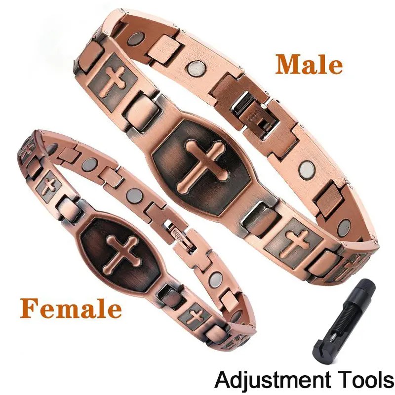 Unisex Copper Magnetic Bracelet for Female & Male, 3500 Gauss Ultra Strength, Hypoallergenic Adjustable Stack Bangle, Daily Faith Wear Jewelry Gift