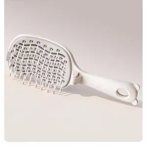 Travel Essential Foldable Women's Hair Comb with Cleaning Pad Versatile Comb for All Hair Types Easy Storage for Office Business Trip and Travel