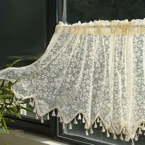 Lace Curtain, 1 Count Boho Style Window Curtain, Window Drapes for Home Living Room Bedroom Study Room, Home Decoration Curtain