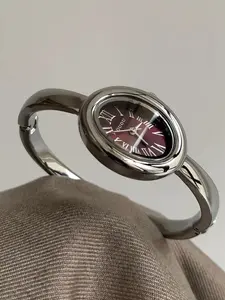 Women's Elegant Oval Quartz Watch, Modern Fashionable Wristwatch, Stainless Steel Band, Roman Numerals Dial, Ideal Gift for Her, Daily Wear & Parties, Modern Trendy Watch