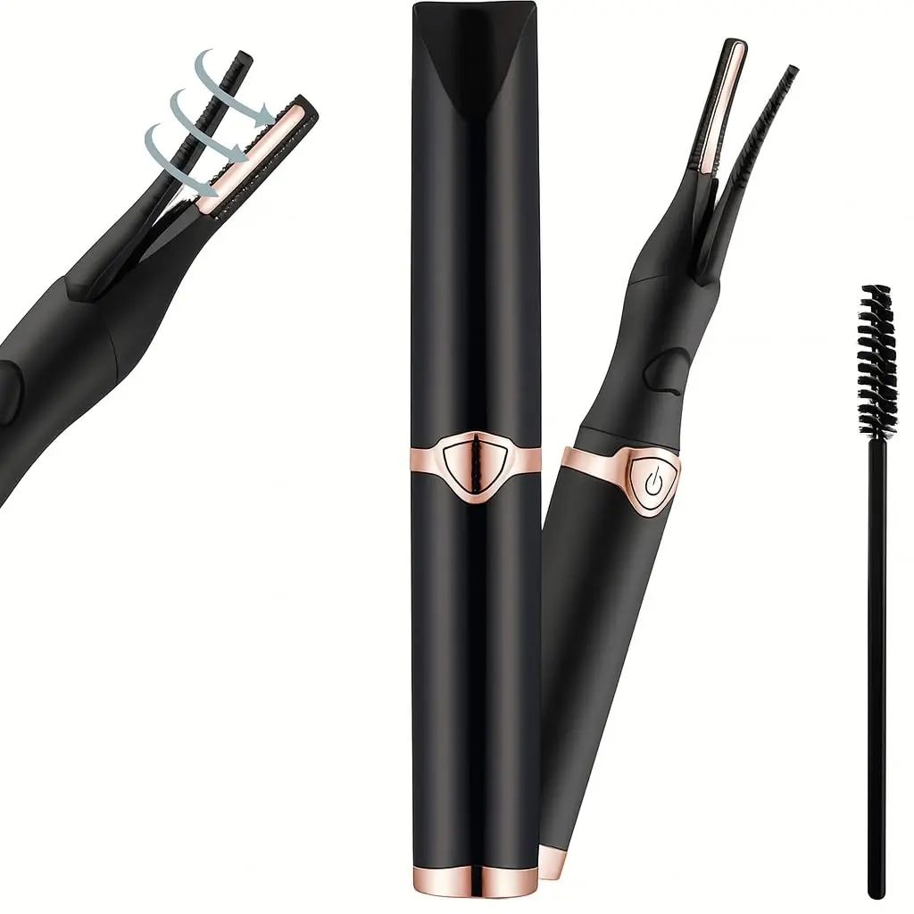 Black Eyelash Curler – No-Pinch Stainless Steel Lash Tool with Refill Pad, Comfortable Grip, Matte Finish