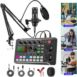 F998 Professional Audio Mixer with Voice Changer, 4 Voice Modulation & 10 Special Effects Sound, Portable Compact Digital Mixing Console for Podcast Equipment, Studio Recording, Live Streaming for PC/Smartphone