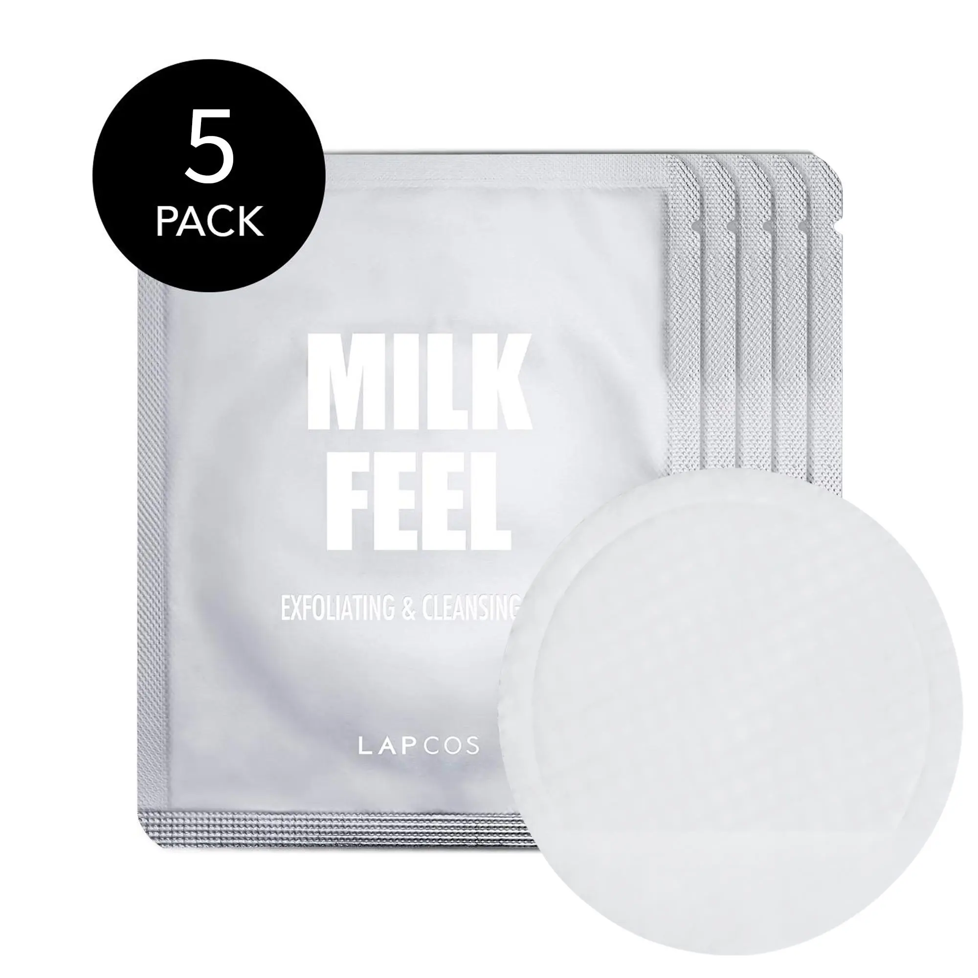 LAPCOS Milk Feel Body Exfoliator - Official Product Single Use Mitt to Remove Dead Skin and Cleanse - Deep Exfoliation for Arms, Legs and Body, AHA & BHA Hydroxy Acids for Peeling Effect to Reveal Smooth Skin (Pack of 5)