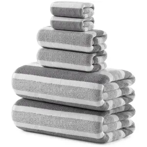 Soft Bath Towel Sets 6 Piece 100% Microfiber Absorbent Quick Dry Towels for Bathroom Spa, Gym 2 Bath Towel,2 Hand,2 Washcloths Absorbent Thickened Towels Premium Towel Set