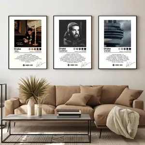 Drake Album Cover Poster Unframed , Set of 3 Album Vinyl Digital Prints, Rap Hip Hop Music Wall Art, Aesthetic Printable Home Decor, Gift for Men, A3