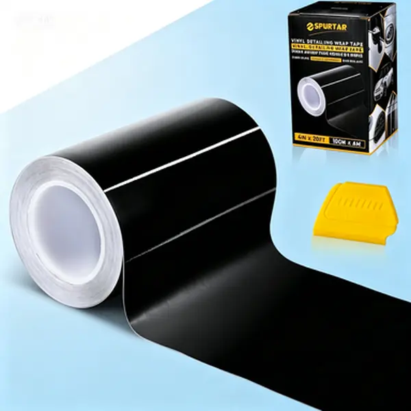 Spurtar Gloss Black Air-Release Self-Adhesive Permanent Vinyl Car Sticker Roll, 4 in x 20 ft/10cmx6m Chrome Delete Tape, All-Seasons Abrasion-Resistant Scratch-Resistant Easy-Apply Exterior DIY Detailing for All Cars