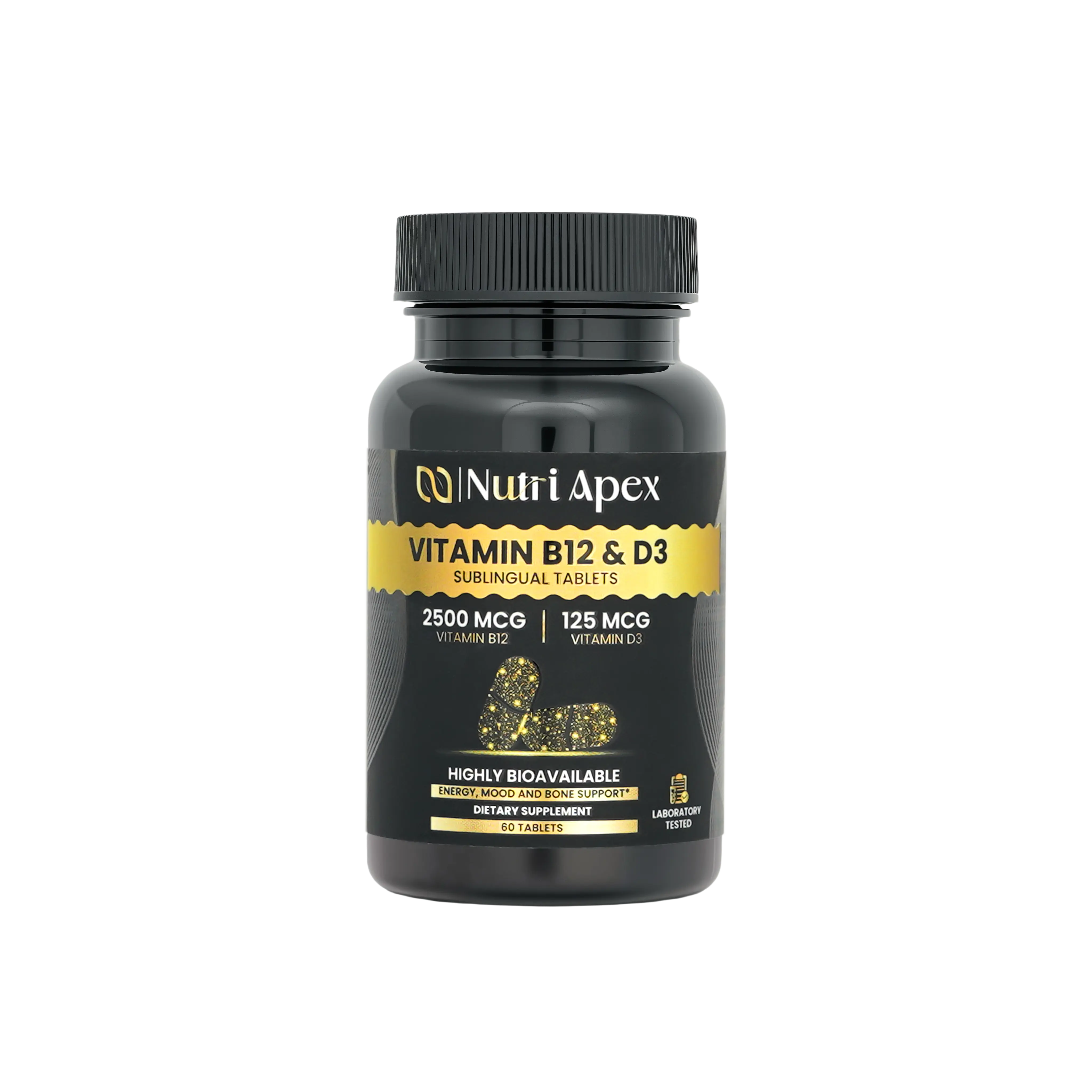 Vitamin B12 + D3 — Methylcobalamin & Cholecalciferol for Energy, Mood & Immune Support (60 Vegetarian Tablets)
