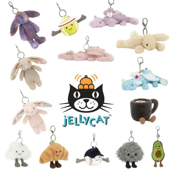 Jellycat Mini Plush Keychain - Cute Plush Bag Charm, Soft Cuddly Toy Accessory, Adorable Kawaii Gift for Teens, Friends & Collectors